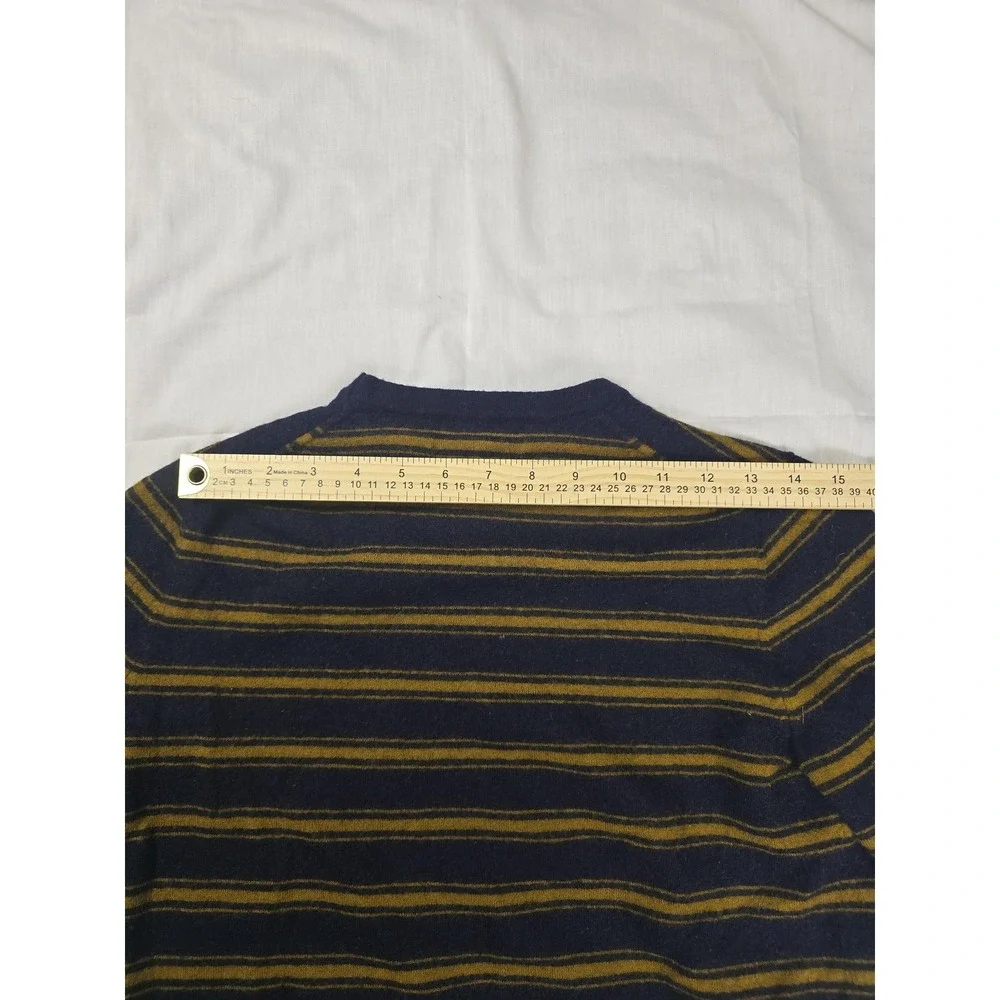 Banana Republic Sweater Mens Medium Blue Stripe Italian Merino Wool‎ Crewneck
